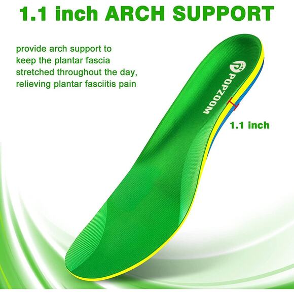 Popzoom Orthotic Insoles Sz Large | Unisex Heavy Duty Arch Support 200lb+ NEW - Picture 3 of 7